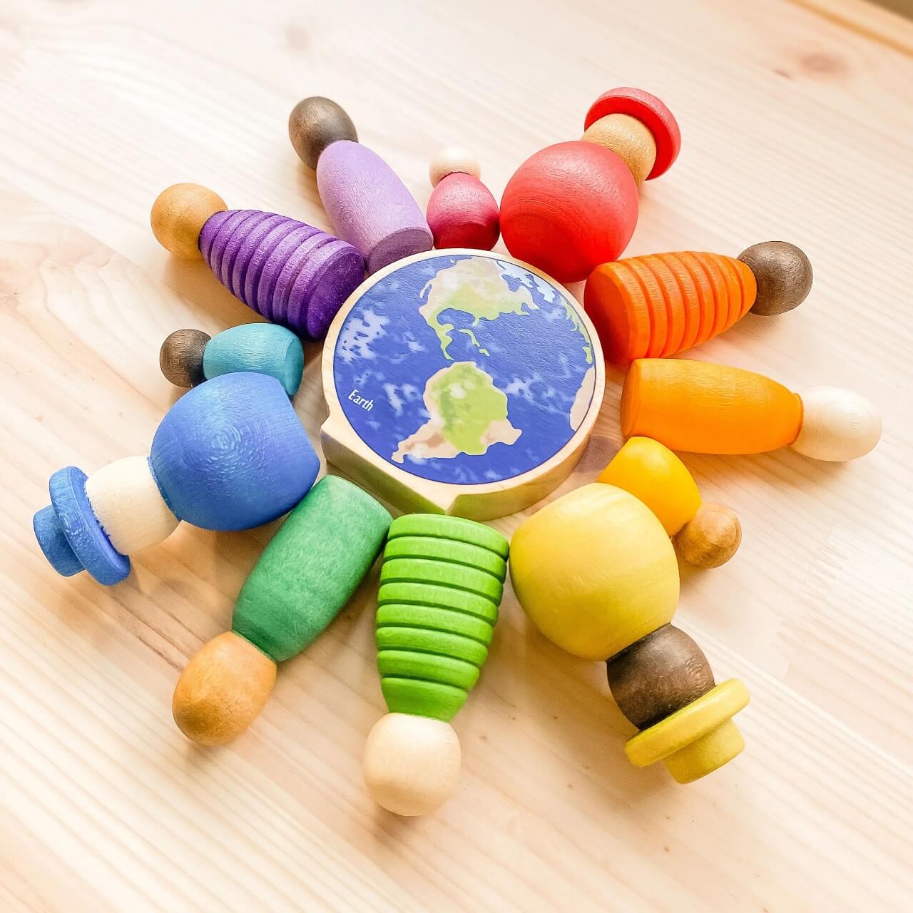 Wooden Rainbow Dolls