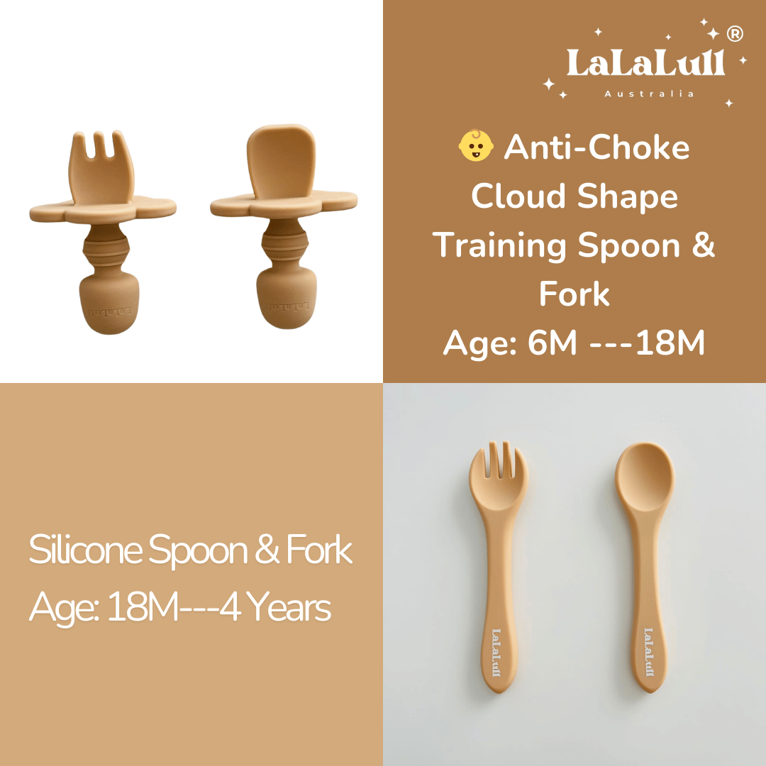 LaLaLull Australia® Silicone Baby Feeding 8 Pcs Set - Apricot 6M+
