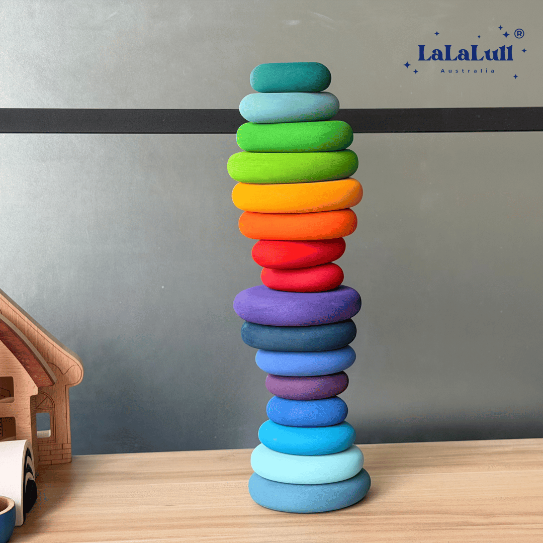 LaLaLull Australia® Wooden Stacking Pebbles (16pcs)