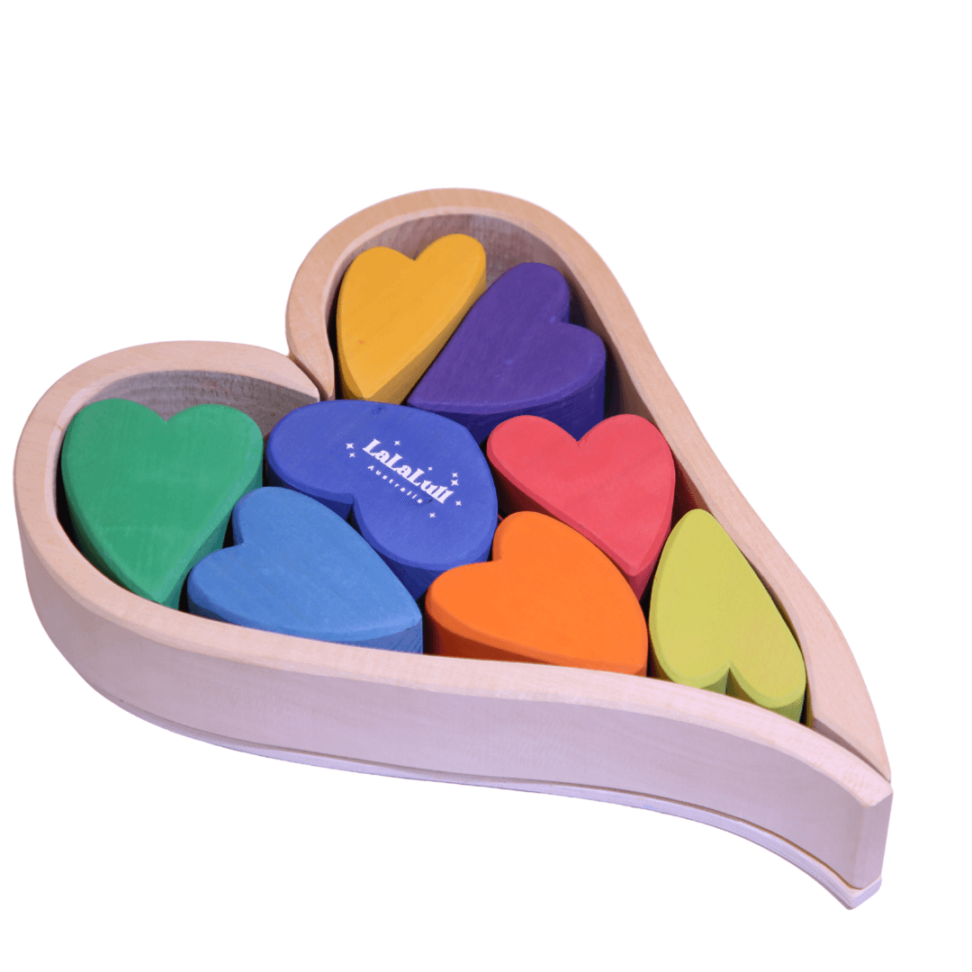 wooden rainbow heart