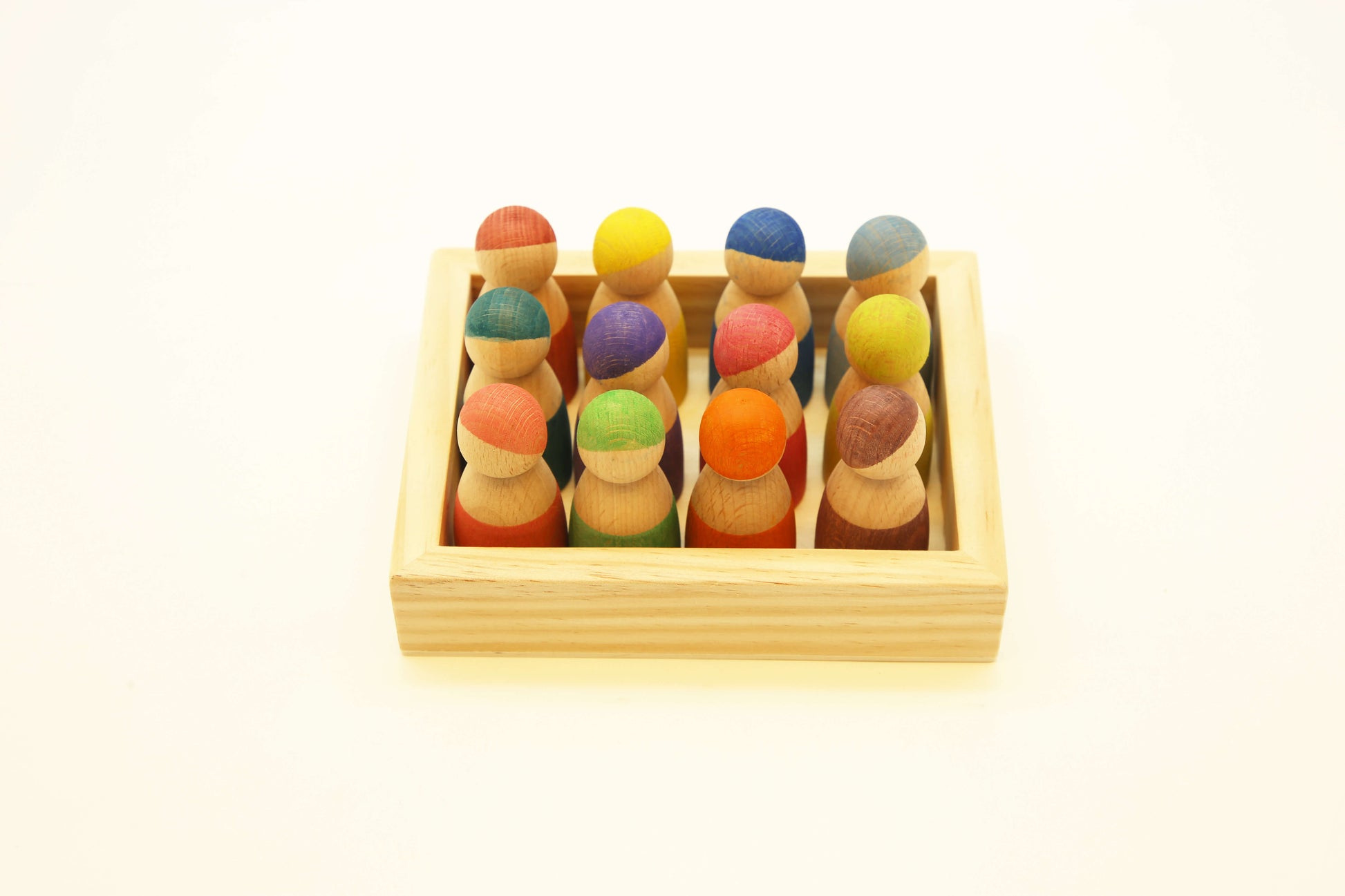 Wooden Peg Dolls with Tray