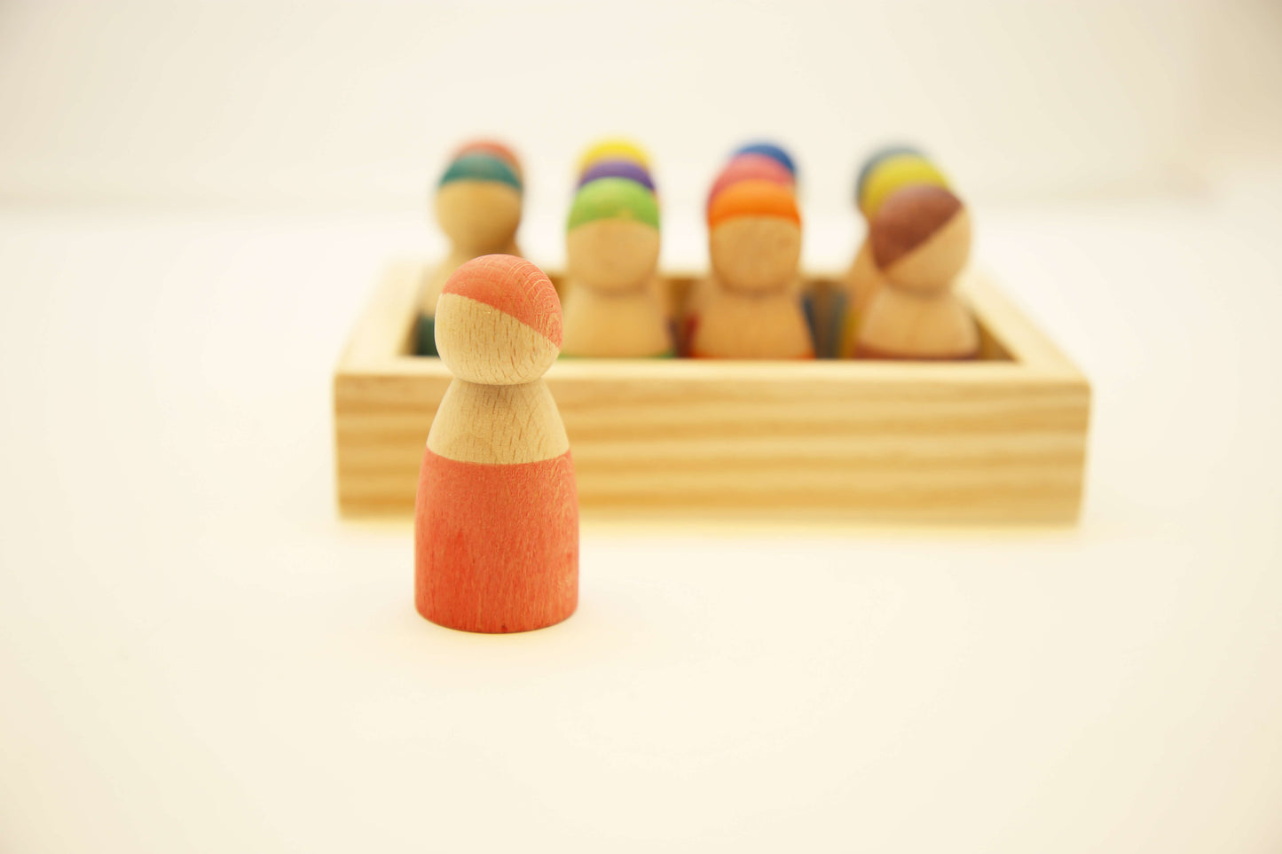 Wooden Peg Dolls with Tray