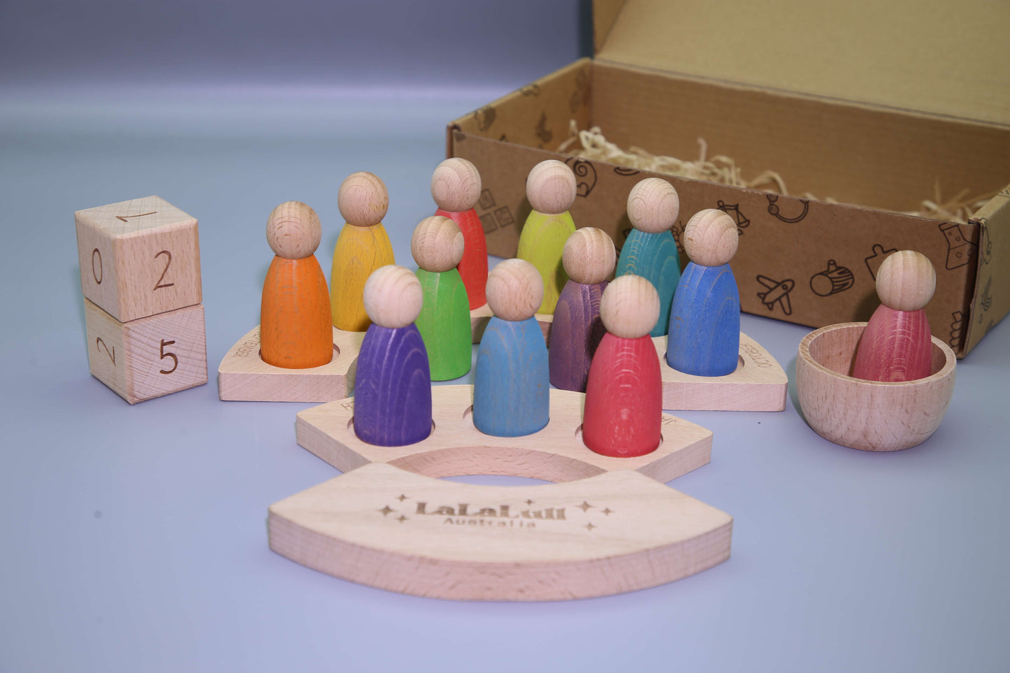 Wooden Perpetual Calendar with Peg Dolls