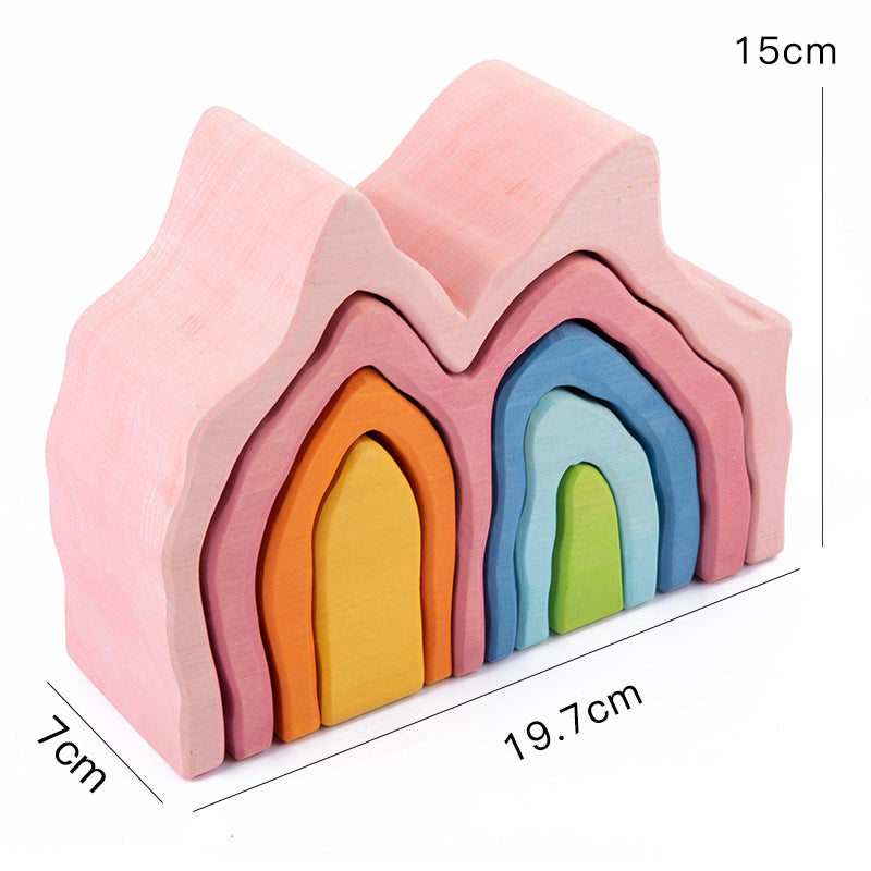 Wooden Rainbow Stacker-Coral