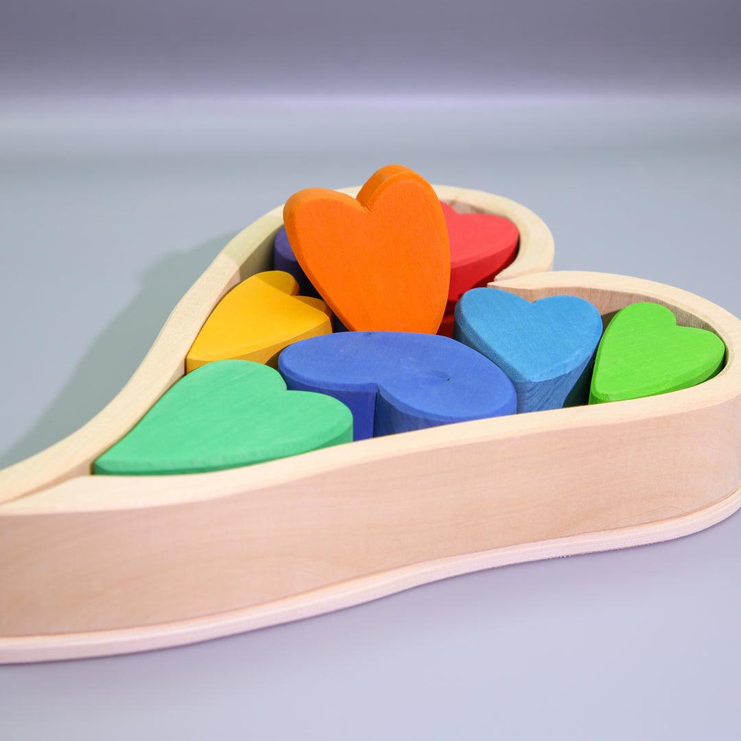 wooden rainbow heart
