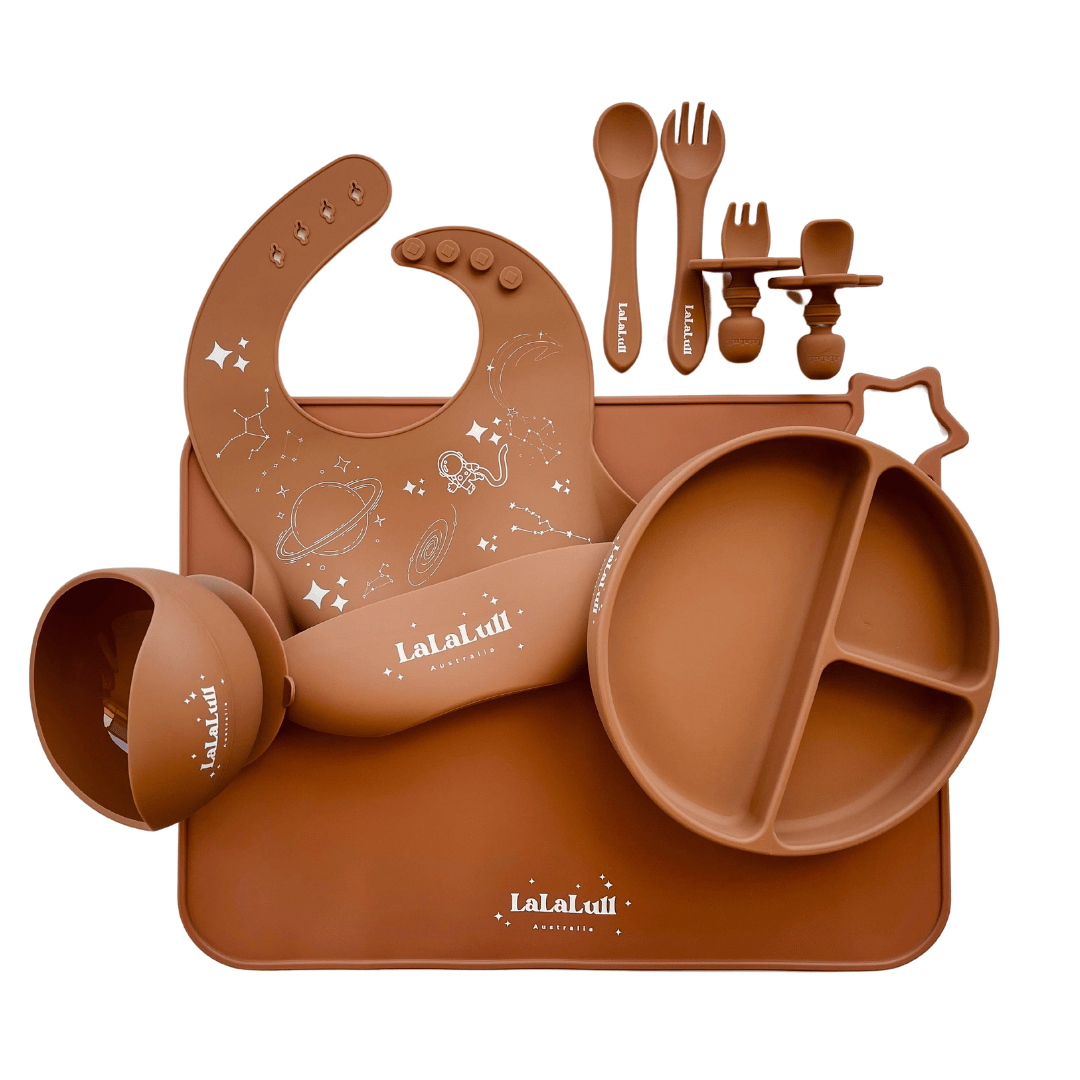 LaLaLull Australia® Silicone Baby Feeding Set 8 Pcs - Clay 6M+