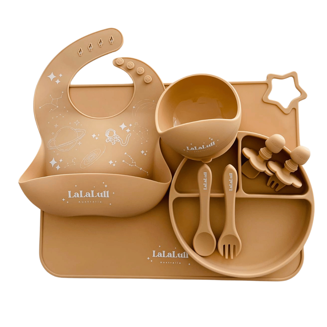 LaLaLull Australia® Silicone Baby Feeding 8 Pcs Set - Apricot 6M+