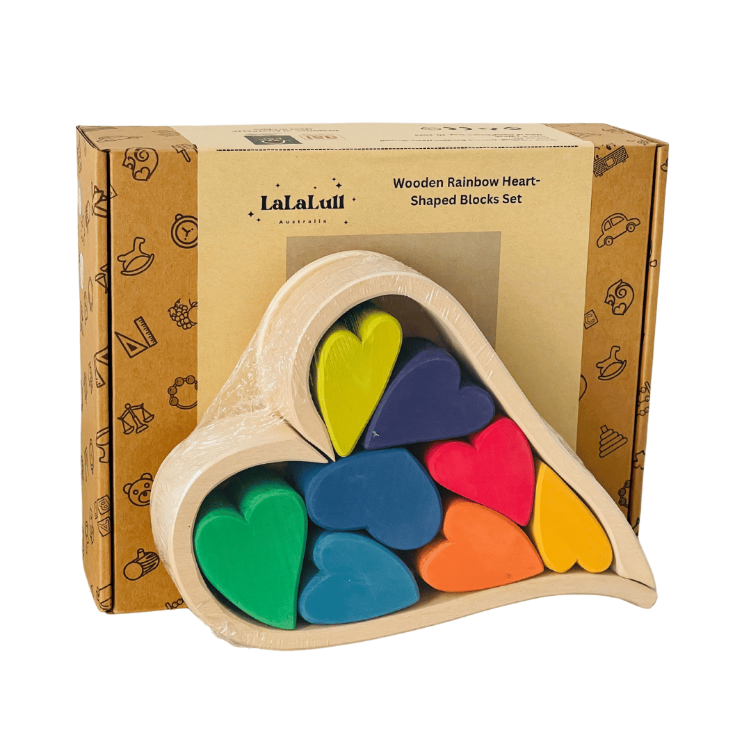 wooden rainbow heart